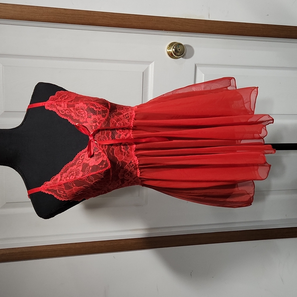 NWOT Red Lace Babydoll Set